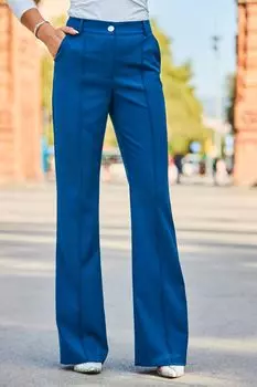 Брюки с расклешенными штанинами и складками Sosandar, синий