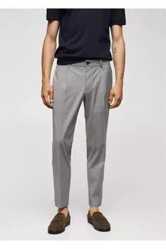 Брюки с рисунком на застежках Mango, серый