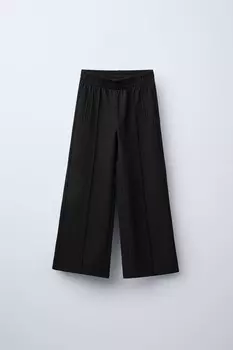 Брюки с широким швом ZARA, черный