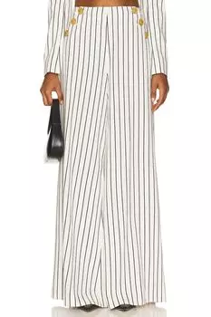 Брюки с широкими штанинами Kingston от L'Agence, vintage white & black pinstripe