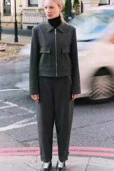 Брюки с шлевками для ремня на подоле ZARA, серый