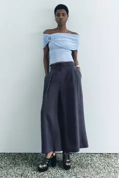 Брюки с стротами ZARA, полуночно-синий