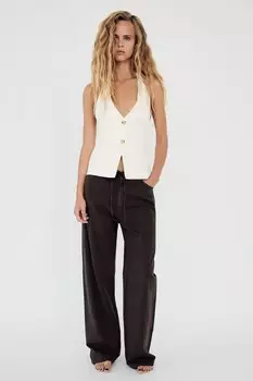 Брюки с струящимся джинсовым эффектом ZARA, коричневый