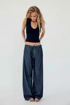 Брюки с струящимся джинсовым эффектом ZARA, темно-синий