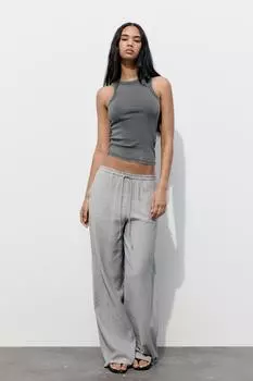 Брюки с тектурой ZARA, светло-серый