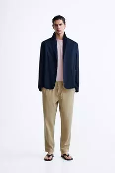 Брюки с текстурированной посадкой ZARA, бежевый