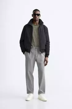 Брюки с текстурированной посадкой ZARA, серый