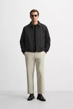 Брюки с текстурными швами ZARA, светлый хаки