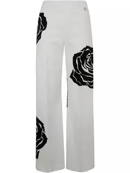 Брюки с узором «роза» от Blugirl, белый
