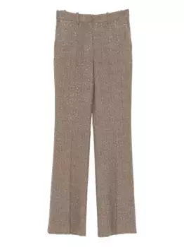 Брюки с узором в елочку и пайетками ERMANNO FIRENZE, коричневый