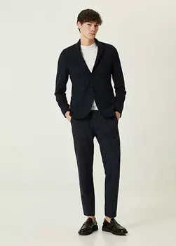 Брюки с вафельной текстурой и кулиской на талии. Harris Wharf London, синий