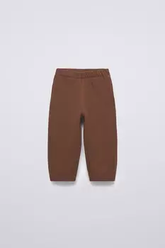Брюки с вафельной текстурой ZARA, темно-коричневый
