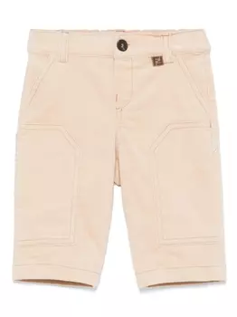 Брюки с вышитым логотипом Fendi Kids, нейтральный