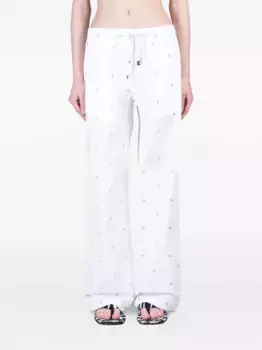 Брюки с вышитым логотипом The Attico, белый