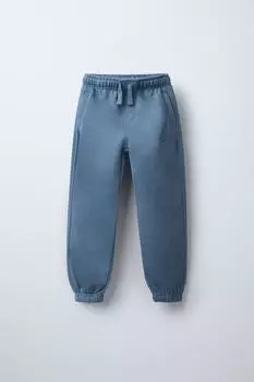 Брюки с вышитым лозунгом ZARA, синий