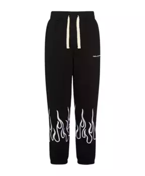 Брюки с вышивкой белого пламени Vision Of Super, черный