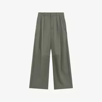 Брюки с вышивкой Loewe Anagram и расклешенными штанинами из хлопковой смеси, хаки