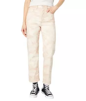 Брюки с высокой посадкой AG Adriano Goldschmied, Alexxis Vintage High-Rise Straight Crop in Tie-Dye Mauve Orchid