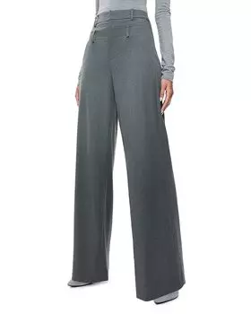 Брюки с высокой посадкой и двойной талией Alice and Olivia, серый
