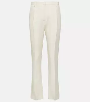 Брюки с высокой посадкой из шерсти и шелка VALENTINO, белый