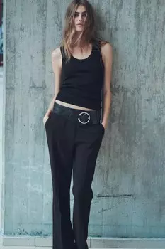 Брюки с высокой посадкой ZARA, черный