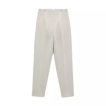 Брюки с высокой посадкой Zara, устричный белый