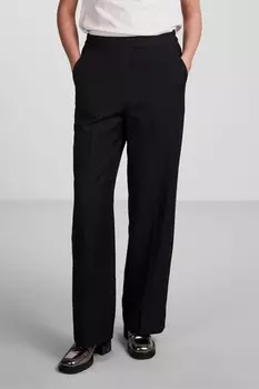 Брюки с высокой талией и широкими штанинами Pieces, черный