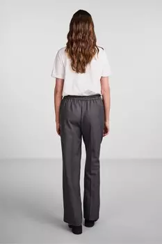 Брюки с высокой талией и широкими штанинами Pieces, серый