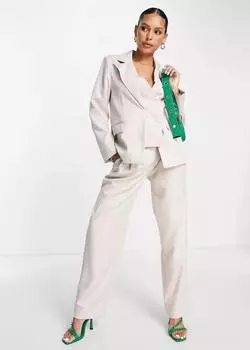 Брюки с высокой талией и складками спереди от комплекта Extro & Vert Tailored Co-ord, серо-бежевый