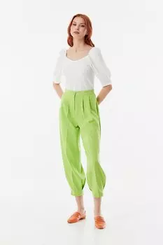 Брюки с высокой талией и вытачками Fullamoda, фисташковый зеленый