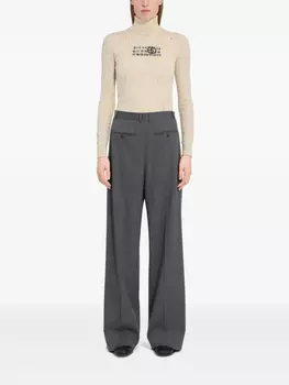 Брюки с высокой талией MM6 Maison Margiela, серый