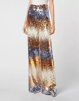 Брюки с высокой талией Pailletes Gothic Plein Philipp Plein, цвет Blue/Gold