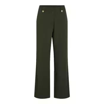 Брюки с высокой талией Vila Clua Wide Leg Fit Button, зеленый