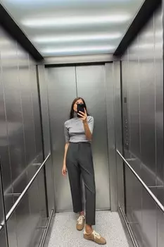 Брюки с высокой талией ZARA, антрацитово-серый