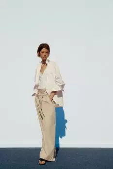 Брюки с высокой талией ZARA, кэмел