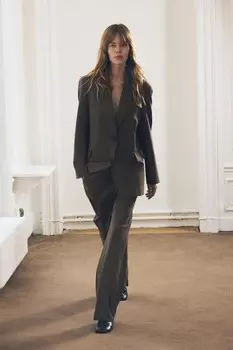 Брюки с высокой талией ZARA, коричневый/серо-коричневый