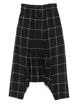 Брюки с заниженным шаговым швом в клетку Yohji Yamamoto, черный