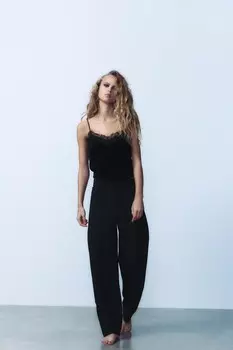 Брюки с запахом ZARA, черный