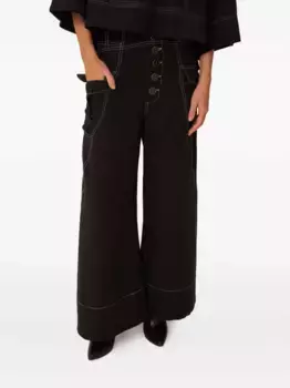 Брюки с застежкой на пуговицы и контрастной строчкой FARM Rio, черный