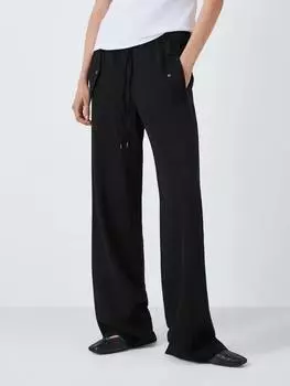 Брюки с завязками на талии из текучей смеси вискозы John Lewis, черный