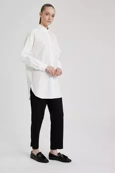 Брюки с завышенной талией и косыми карманами Defacto, черный