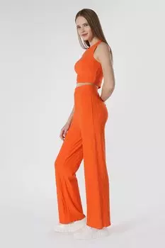 Брюки с завышенной талией и рельефом Colin'S, оранжевый