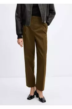 Брюки с завышенной талией и вытачками Mango, зеленый