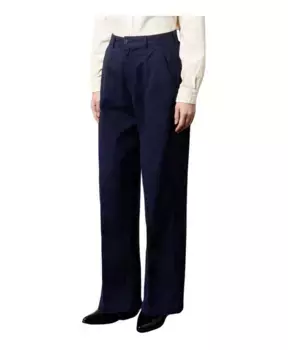 Брюки с завышенной талией из хлопка и кашемира с рисунком Massimo Alba, синий