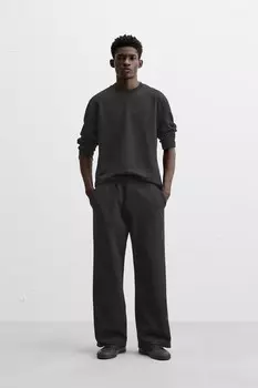 Брюки с жаккардовым подъемом ZARA, черный
