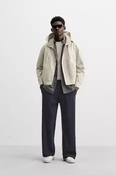 Брюки с жаккардовым подъемом ZARA, темно-синий