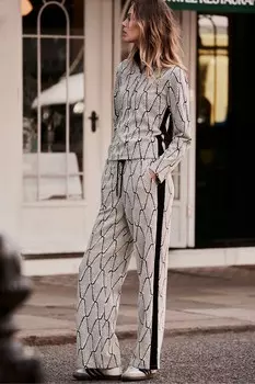 Брюки с жаккардовыми контрастными полосками Mint Velvet, черный