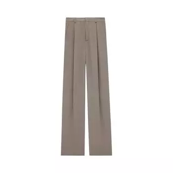Брюки Saint Laurent High Waist Straight Leg Trousers 'Taupe', загар