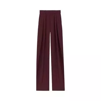 Брюки Saint Laurent High Waist Wide Leg Pants 'Lie De Vin', красный