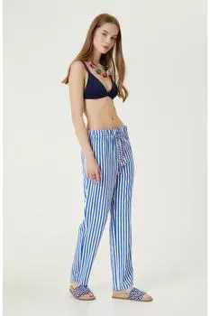 Брюки Saks с высокой талией в сине-белую полоску Network, темно-синий